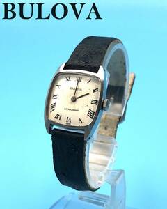 7703100-3【BULOVA】ブローバ/腕時計/時計/スクエア/白文字盤/手巻き/4-117597/不稼働