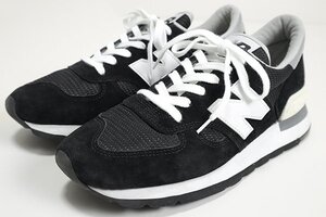 New Balance ◆M990 スニーカー 黒 26cm 復刻モデル レザー×メッシュ ローカット Made in USA ニューバランス◆E-1