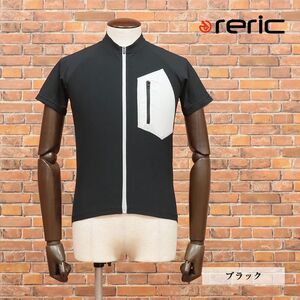 1円/春夏/reric/Mサイズ/機能性サイクルジャージ ベタつき防止 紫外線予防 伸縮性 ジップポケット 日本製 半袖 新品/黒/ブラック/ib296/