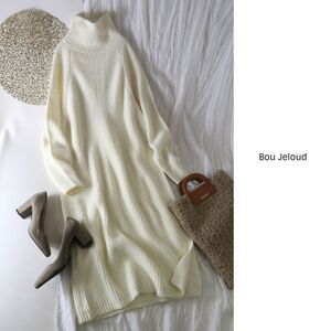 ブージュルード Bou Jeloud☆片畦ハイネックデザインワンピース Fサイズ☆A-O 0146