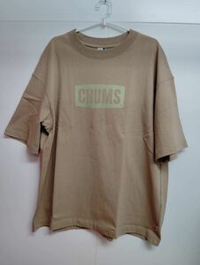 新品XLチャムスCHUMS 半袖TシャツメンズヘビーウエイトクルーネックオーバーサイズコットンTシャツベージュカットソー