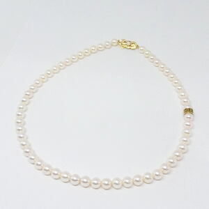 【送料無料】ミキモト MIKIMOTO アコヤパールネックレス 7.0-7.5mm K14YGクラスプ 43cm ★ミキモト糸替え済み