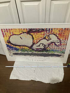 【240715】 トム・エバハート スヌーピー SNOOPY ポスター 額つき TOM EVERHART 模写 レトロ アートポスター