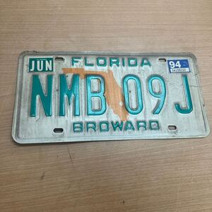 R-732☆クリックポスト全国一律185円　FLORIDA ナンバープレート　NMB 09J BROWARD アメリカ　フロリダ州