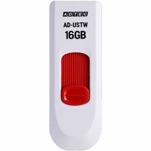 【新品】（まとめ）アドテック USB2.0スライド式フラッシュメモリ 16GB ホワイト/レッド AD-USTW16G-U2R 1個【×10セット】