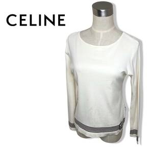 ☆CELINE セリーヌ☆レディース 長袖 ライン カットソー プリント ロングスリーブ トップス Tシャツ ロンT size M 管:E:３