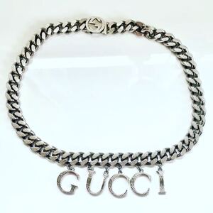 定価137500円GUCCI スクリプトロゴ ネックレスグッチシルバーチョーカー