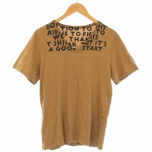 メゾンマルジェラ Maison Margiela 12SS エイズT Tシャツ カットソー ロゴ 半袖 Vネック S ベージュ 黒 ブラック S30GC9998 /TK メンズ