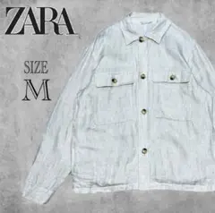 ザラ ZARA メンズ シャツジャケット オフホワイト オーバーサイズ Mサイズ