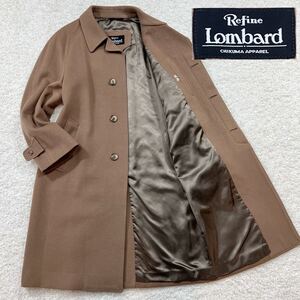 希少 【極上カシミヤ】LOMBARD ロングコート チェスター ステンカラー ロング丈 ブラウン 茶 比翼 ビジネス スーツ カシミア cashmere 