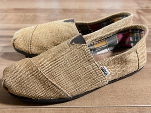 良品、レア! TOMS トムス CLASSICS スリッポンシューズ フラットシューズ ナチュラルブラウン 28cm size M10 スニーカー エスパドリーユ