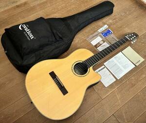 鳴良美品 Ovation Celecrity CC243-4 Natural エレガット 弾き易い mid depth Cutaway body/純正ギグケース＆各種証明書&ロッド調整金具付