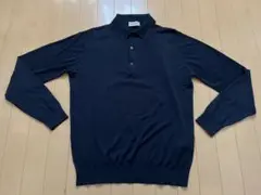 JOHN SMEDLEY ネイビー長袖ポロシャツ M 紺