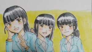 手描きイラスト ３人の女の子