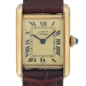 カルティエ CARTIER 5057001/W1003153 マストタンク ヴェルメイユ SV925(GP)/レザー クォーツ レディース 良品 保証書付き O#134786