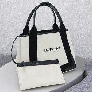 中古 バレンシアガ トートバッグ レディース ブランド BALENCIAGA ネイビーカバス S 339933 ホワイト バッグ