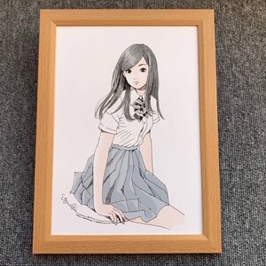 ■江口寿史『制服』B5サイズ 額入り 貴重イラスト 印刷物 ポスター風デザイン 額装品 アートフレーム インテリア 美女