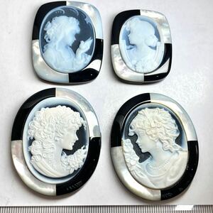 枠付き!!◆ストーンカメオおまとめ 380ct ◆n ルース 裸石 宝石 ジュエリー jewelry stone cameo w2 47