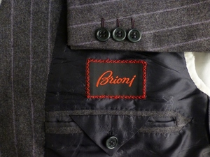 ◆Brioni ジャケット 54R 美品 グレー*紫ストライプ 秋冬 AUGUSTO ブリオーニ キングサイズ ブレザー