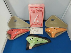 ★美品 NIGHT OCARINA/ナイト オカリナ/P‐ACG AKETA OCARINA/アケタ オカリーナ/T‐5C 吹楽器/陶器製 3点セット/まとめて アルトC★