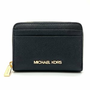 MICHAEL KORS マイケルコース ラウンドファスナー ミニ コイン カード ケース ブラック レザー 小銭入れ JET SET TRAVEL MD ZA CARD CASE