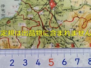 mB38【地図】愛媛県 昭和31年 裏に松山市街図 [市営球場 競輪場 ラグビー場 国立病院 アメリカ文化センター 城東中-城山 城西高 松山城南高