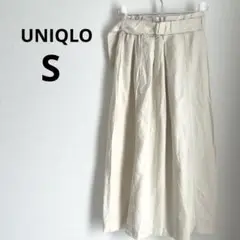 ユニクロ　UNIQLO リネンブレンドスカート　ロング　S 生成り　ベージュ