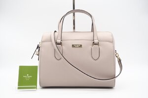 ☆安心の３大保証☆ ABランク ≪Kate Spade ケイト スペード/2WAYバッグ≫ WKRU4324 ロゴプレート レザー ベージュ ハンドバッグ 送料無料