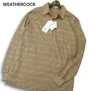 【新品 未使用】 WEATHERCOCK ウェザーコック 秋冬 ロゴ刺繍 ウール混★ ボーダー 長袖 ポロシャツ Sz.L　メンズ　A4T09679_9#B