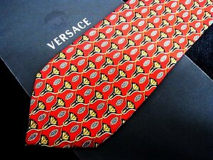 ♪今週の特売980円～♪1644♪良品【VERSACE】ヴェルサーチ【葉っぱ 植物 装飾 柄】ネクタイ♪