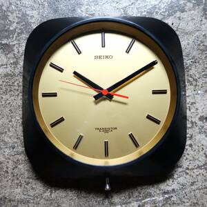 レトロコレクション　当時物 ＊SEIKO セイコー　 ＊TRANSISTOR　5JEWELS トランジスタクロック　5石 ＊MODEL TTX-604 ＊BLACK/GOLD 　