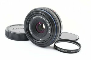 Olympus Zuiko Digital 25mm f/2.8 ブラック フォーサーズマウント [美品] プロテクター付き 標準単焦点パンケーキレンズ