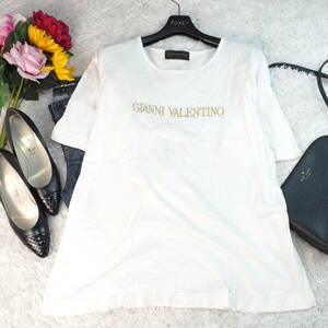 G1628*GIANNI VALENTINO ヴァレンティノ☆半袖☆ロゴ☆Tシャツ☆カットソー☆白ホワイト☆L