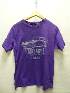 全国送料無料 レア !! 旧車 日産 NISSAN フェアレディZ S30 メンズ ダブルフォーカス Doublefocus 半袖 紫パープル色Tシャツ S