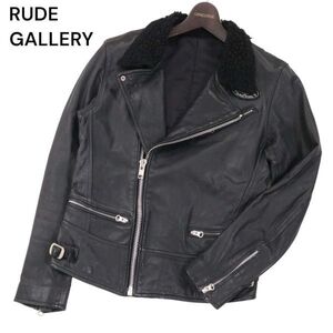 RUDE GALLERY ルードギャラリー BLACK REBEL 馬革★ 襟ボア ホース ハイド レザー ライダース ジャケット Sz.S　メンズ 黒　I3T01760_A#N