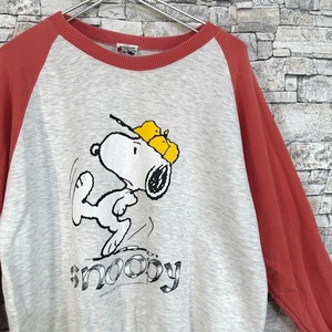 PEANUTS ピーナッツ ラグランスリーブレトロ長袖スウェットトレーナー スヌーピー SNOOPY 1958 1965 M