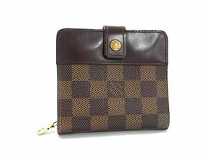 1円 ■美品■ LOUIS VUITTON ルイヴィトン N61668 ダミエ コンパクトジップ 二つ折り 財布 ウォレット ブラウン系 FC4190