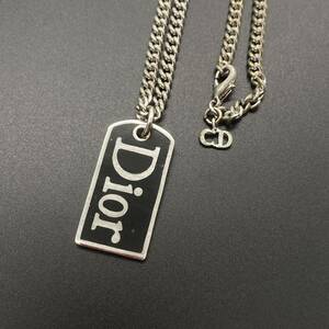 1円【希少】Christian Dior ディオール ネックレス 喜平チェーン 太チェーン ロゴプレート シルバー アクセサリー CD 44cm