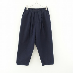 //【定価1.9万】コトン COTON *タックパンツ*OSゴム腰紐イージー綿混ネイビー紺ボトムス幅広タックテーパード(4-2310-53)【81J32】