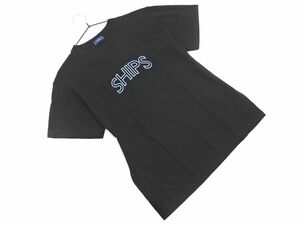 SHIPS シップス ロゴ プリント 半袖 Tシャツ sizeM/黒ｘ青 ■◆ ☆ efa6 メンズ