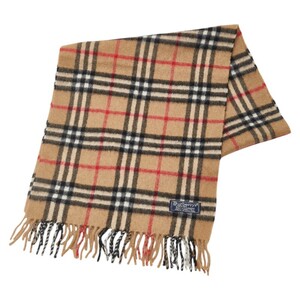 バーバリー ノバチェック マフラー ベージュ カシミヤ レディース BURBERRY 【中古】