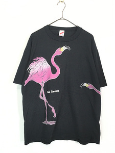 古着 80s USA製 HARLEQUIN フラミンゴ グラフィック アート Tシャツ XL 美品!! 古着