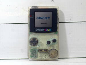 M11607 GAMEBOY COLOR クリア 電源・ゲームプレイOK エタノールで外装除菌済み スピーカーNG イヤホンOK ゲームボーイカラー 60サイズ 0611