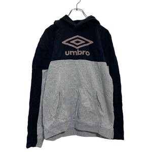 UMBRO ロゴ スウェット パーカー キッズ XL 16/18 ブラック グレー アンブロ フーディー 古着卸 アメリカ仕入 a601-6125