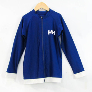 ヘリーハンセン ラッシュガード 長袖 ジップアップ スポーツウエア トップス キッズ 男の子用 140サイズ 青×白 HELLY HANSEN