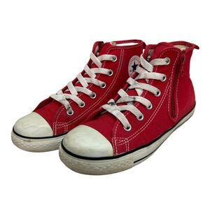 BD015 CONVERSE コンバース オールスター レディース ハイカットスニーカー US2 22cm レッド キャンバス サイドジップ