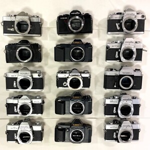 【MF一眼レフボディ 15台まとめ】OLYMPUS OM-1 Canon T50 T70 minolta XG-E SR-7 SR505 SRT101 YASHICA ELECTRO フィルムカメラ 現状 C3817