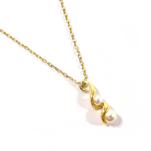 ミキモト MIKIMOTO ネックレス K18イエローゴールド/アコヤ真珠 パール スパイラル アクセサリー 新品仕上げ済み 保存箱付き