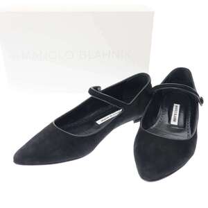 MANOLO BLAHNIK マノロブラニク KULOGLU スウェードメリージェーン パンプス 220-0609-0001 ブラック 38 ITG0Z8HGQBEO