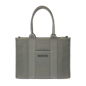 バレンシアガ BALENCIAGA トートバッグ 671402 ハードウェア スモールトートバッグ キャンバス×レザー グレー バッグ